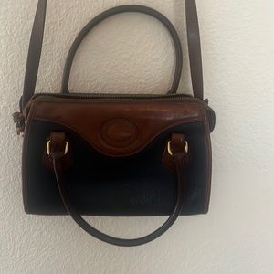 Vintage Dooney & Bourke Navy/ Brown Pebbled Satchel/Crossbody